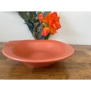 Vintage Cyclamen‎ Terra Cotta Pottery Serving Bowl Coral Pink Modernist Retro